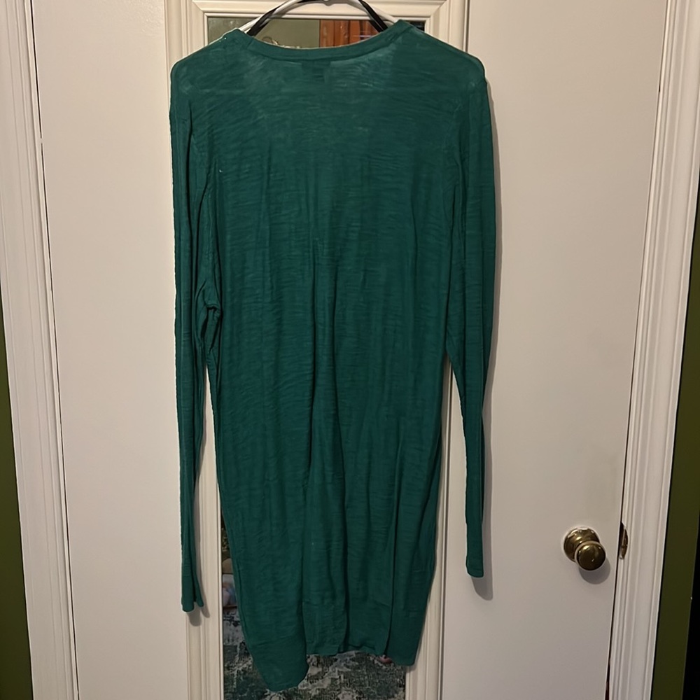 Torrid emerald green, long, button up cardigan with pockets - Picture 2 of 2